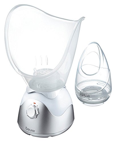 Beurer FS 50 Gesichtssauna (Zur Hauptpflege, Inhalation, Porenreinigung, Feuchtigkeitsversorgung mit möglicher Aroma-Therapie, inkl. 2 Aufsätze und stufenlose Dampfregelung)