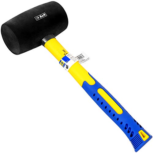 S&R Gummihammer schwarz 55 mm, 450 Gr, Fiberglasstiel