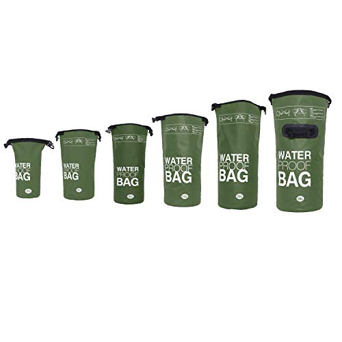 DonDon wasserdichter Outdoor Dry Bag Beutel Sack Trockentasche Trockenbeutel mit Riemen Oliv 10 Liter