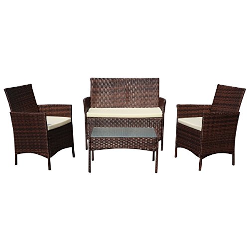 SVITA Gartenmöbel Poly Rattan Sitzgruppe Essgruppe Set Sofa-Garnitur Lounge Braun, Grau Oder Schwarz (Braun)