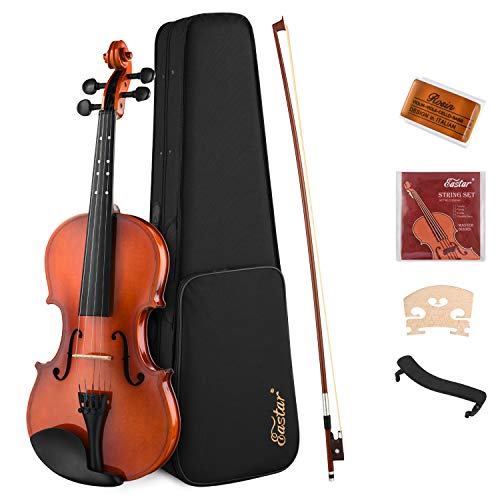 Eastar EVA-2 4/4 Violine Set mit Lernpunkt in Fingerplatte mit Inlay mit Hardcase, Schulterstütze, Bogen, Kolophonium, Geige Brücke und Saiten