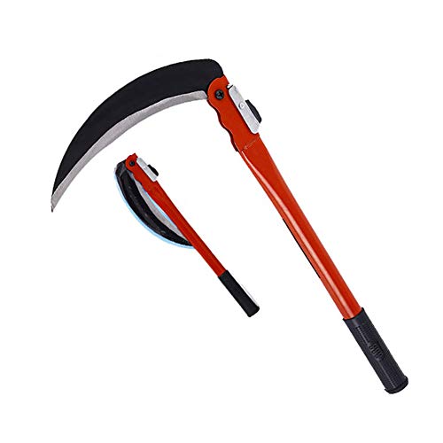 Yalatan Garten Gras Sichel Sensen Grassichel, Gartenpraktisch Langlebig Multifunktions-Grassichel aus Edelstahl mit langem Griff, 390x230mm