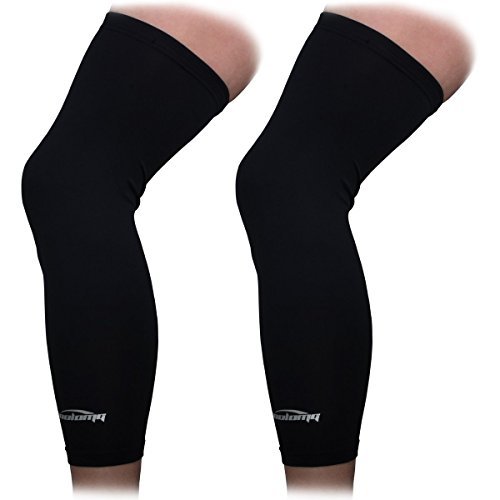 COOLOMG Beinlinge Knielinge Kompression Kniewärmer Radsport Basketball Fußball UV Sonnenschutz Anti Rutschen für Herren Damen Kinder Jugend Schwarz XL (1 Paar)
