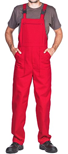 Arbeitslatzhose Herren, Arbeitshose - made in EU - latzhose arbeits latzhose (XL, Rot)