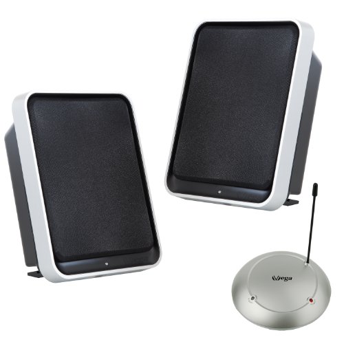 Stereo Funk-Lautsprecher Set mit BASSBOOST (2x3.5W Sinus/100W PMPO/100m Reichweite) für Wohnzimmer & Terrasse