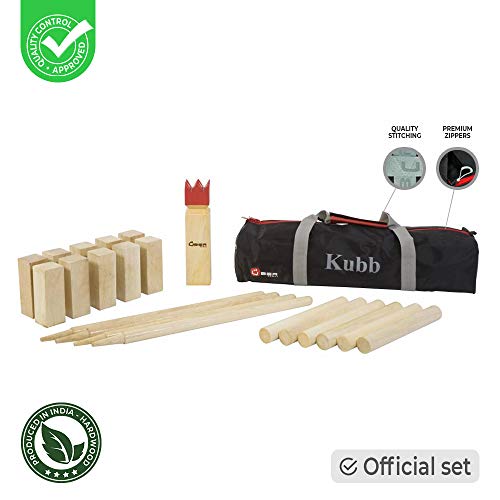 Ubergames 2019 Kubb Original Outdoorspiele - Top Qualität Schweres ECO Hartholz - Wurfspiel für draußen (30cm)