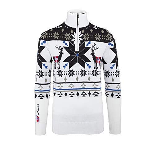 Nebulus Norwegerpulli Arvid - Reißverschluss, Pullover (Modell: P2335 - Herren, Weiss_schwarz; Größe: M) FBA