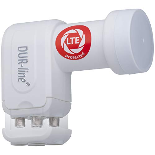 DUR-line +Ultra Quad LNB - 4 Teilnehmer weiß - mit LTE-Filter [ Test SEHR GUT ] 4-Fach, digital, Full HD, 4K, 3D, Sieger - Premium-Qualität