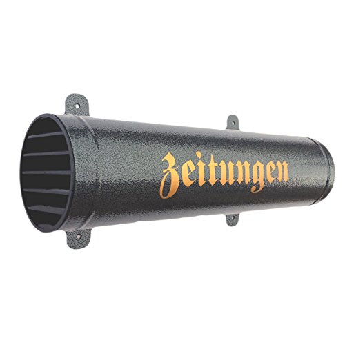 Zeitungsrolle in Anthrazit / Schwarz aus Metall mit Verschlussgitter Zeitungsfach Zeitungsbox Zeitungsrohr
