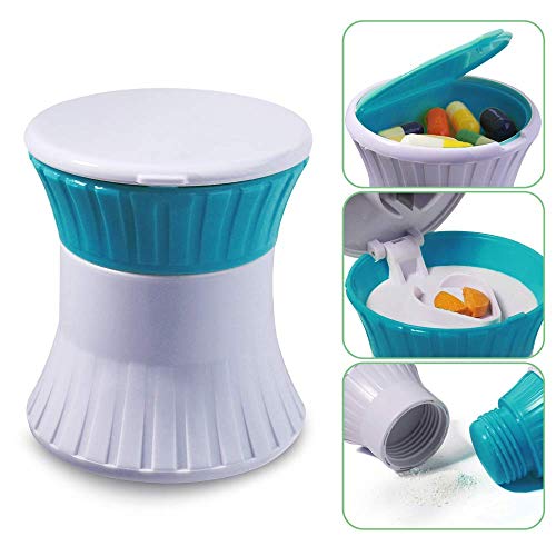 Opret 3 in 1 Tablettenteiler Tablettenmörser Pillendose, Multifunktionaler Pillenteiler klein