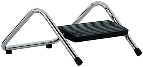 Alco-Albert 884 - Fußstütze Tritty Gummifüsse, schwarzer Tritt, Stahl glanzvernickelt