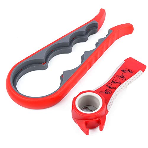 Racksoy Deckelöffner Flaschenöffner Glasöffner 5-in-1-Multifunktions 2 Stück Küchenhelfer mit Rutschfestem Griff