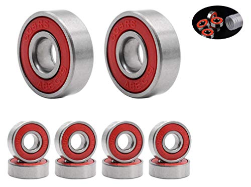 Skateboard Kugellager,608 RS Reibungsfreie Kugellager Longboard Roller 10er Pack Doppelt Abgeschirmt Rollschuhen Kugellager für Fidget Spinner Roller Skatesand 608 ZZ ABEC-9 8mm Rot