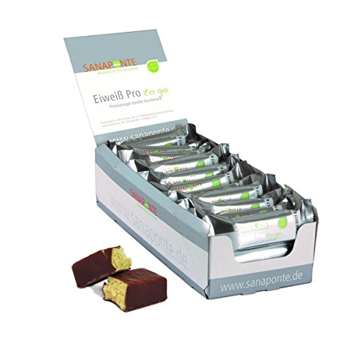 Sanaponte Eiweiß Pro 'to go' Riegel 49% Protein (24x 35g Riegel) Low Carb Protein Riegel Vanille Geschmack - Protein Bar - nur 129 kcal pro Riegel