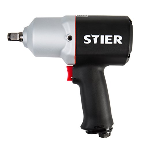 STIER Schlagschrauber | Druckluft-Schlagschrauber 15-PC 1/2 | Stecknippel 1/4 | Hochleistungs-Stift-Schlagwerk | Max. Drehmoment von 1.054 Nm | 3 Geschwindigkeitsstufen