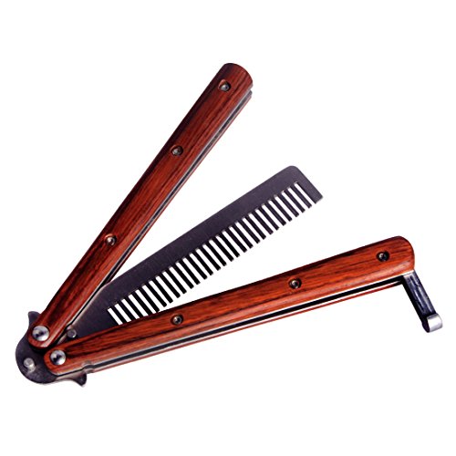 Andux Zone Kamm Metall-Klapp Holzgriff Trainer Praxis-Tool Trainingsgerät (Silber) CS/HDD10