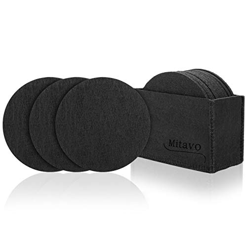 Mitavo Filzuntersetzer Rund - 10er Premium Set mit Box, Glasuntersetzer in Schwarz für Glas, Getränke, Gläser, Tassen