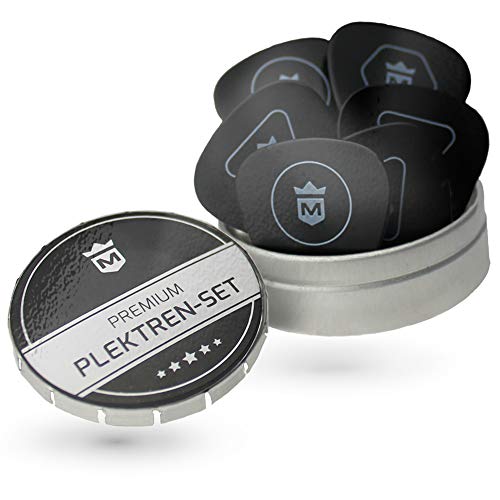 Plektren-Set [16 STÜCK + GESCHENK-BOX + E-BOOK]  Gitarren Plektrum aus robustem Celluloid  4 Stärken: 0.46-1.20 mm