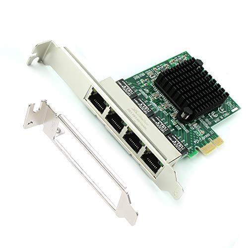 Ziyituod Gigabit-Ethernet-Karte mit vier Anschlüssen, PCI-E-Netzwerkschnittstellenkarte (NIC), PCI Express LAN-Adapter-Konverter, RJ45-PCIe-Netzwerkkarte mit 10/100/1000 Mbit/s für Desktop-PC / Server