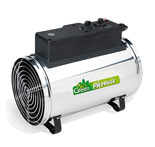 Bio Green Elektrogebläseheizung Phoenix, silber/schwarz - IP X4 Spritzwassergeschützt für Gewächshäuser