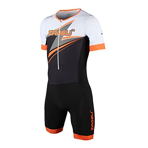 ZAOSU Herren Aerosuit - Trisuit Einteiler | Triathlonanzug mit Arm, Farbe:orange, Größe:L