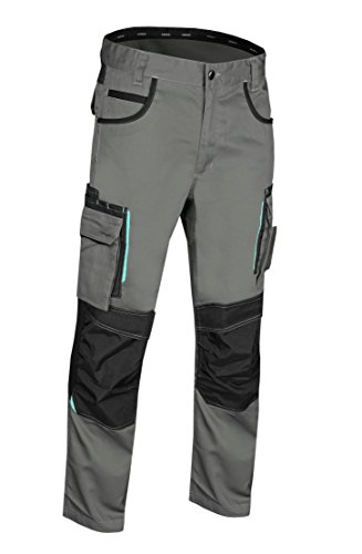 Uvex tune-up 8909 Arbeitshose Bundhose mit abriebfesten Cordura, Kniepolster-Taschen, viele Seitentaschen, Grau Schwarz, Gr.-52