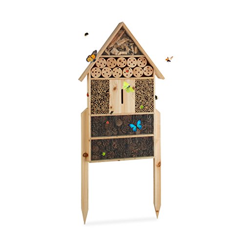 'Relaxdays Insektenhotel XL stehend, Nisthilfe für Bienen, Florfliegen, Marienkäfer, Holz HxBxT: 79 x 49 x 12 cm, natur '