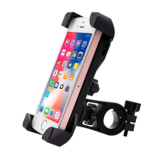 Handyhalterung Fahrrad, 360-Drehung Universal Handyhalter Fahrrad mit 4 Klemmarmen Anti-Shake-System und stabile Handyhalterung Motorrad für alle Smartphones zwischen 3,5 und 6,5 Zoll