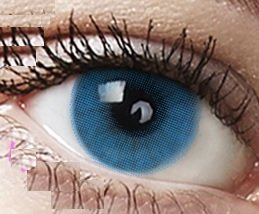 Farbige Kontaktlinsen 3 Monatslinsen hellblau blau 'Sky Blue' gute Deckkraft ohne Stärke mit Aufbewahrungsbehälter