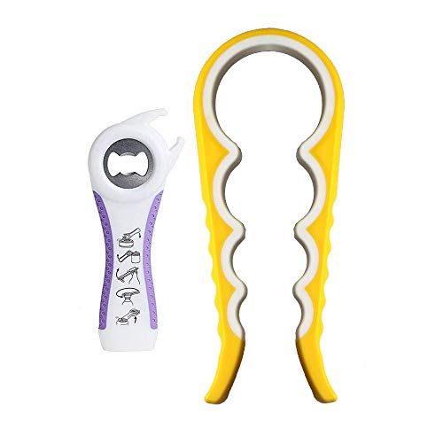 Deckelöffner, öffner,2 Stück Multi-Funktions Dosenöffner, Flaschenöffner Küchenhelfer mit Rutschfestem Griff für Senioren, Arthritis, Frauen - Ideal Geschenke