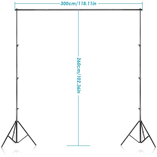 Neewer Hintergrund Unterstützungssystem 2.6M x 3M/8.5ft x 10ft Set mit Tragetasche für Muslins Hintergrund, Papier and Canvas