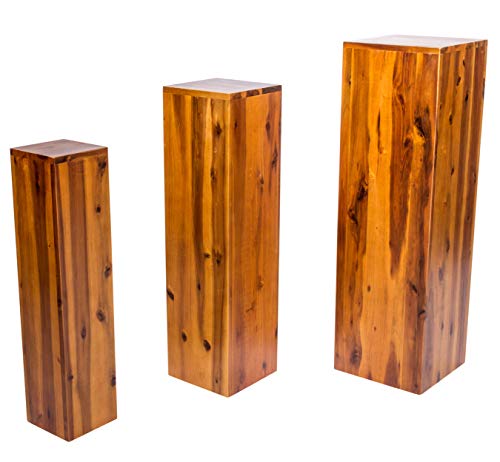 SAM Blumensäule Enie mittel, Akazie, FSC 100% Zertifiziert, Blumenständer aus Holz, lackiert, 20 x 20 x 75 cm