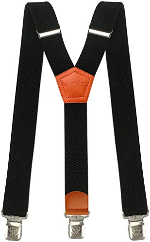 Hosenträger für Herren breit extra starken 4 cm mit 3er Clips Y-Form lange für Männer und Damen Hose alle Farben (Schwarz 2)