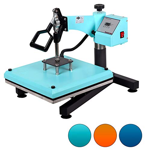 RICOO T538B-TB Transferpresse Textilpresse Textildruckpresse Schwenkbar Thermopresse Transferdruck Bügelpresse Textil T-Shirtpresse Sublimationspresse für Flexfolie und Flockfolie/Türkis-Blau