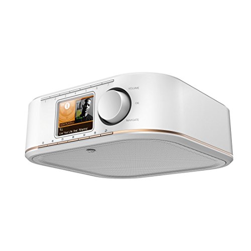 Hama Internetradio IR350, unterbaufähig (WLAN Küchenradio, 2,4 Zoll Farbdisplay, Fernbedienung via gratis Radio-App, Weck- und WiFi-Streamingfunktion, Multiroom) weiß/kupfer