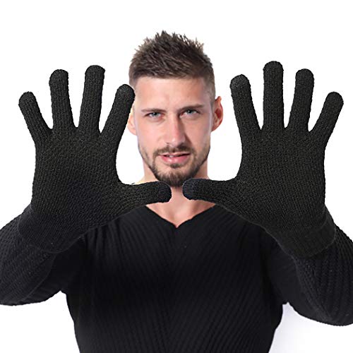 Dovava Handschuhe Herren schwarz,Strick handschuhe Herren, Touchscreen Handschuhe Fahrradhandschuhe,Handschuhe Damen in Schwarz Dunkelgrau und Khaki mit weichem Innenfutter (Schwarz)