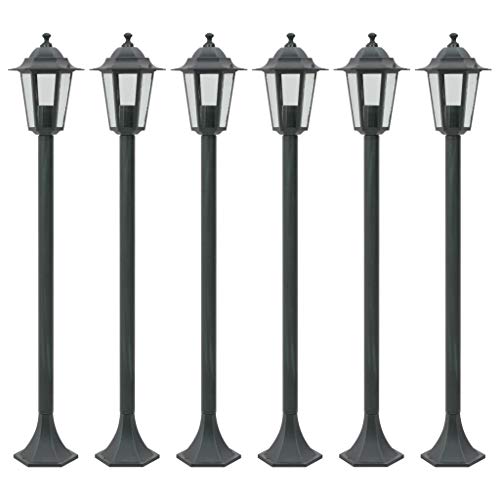 vidaXL 6x Pollerleuchte Dunkelgrün Gartenleuchte Standleuchte Außenleuchte