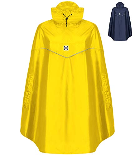HOCK Fahrrad Regenponcho 'Rain Light' mit Kapuze und seitlicher Armöffnung - Extra Leichtes Regencape für Damen & Herren - 100,0% Wasserdichter Fahrradponcho inkl. Sturmband (gelb, XXL)