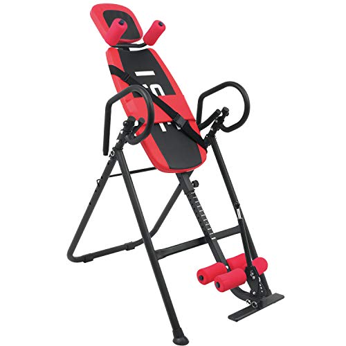 ISE Inversionsbank,Inversionstisch für Zuhause,Schwerkrafttrainer klappbar mit 4 Verschiedenen Inversionswinkel & Freie Inversion,mit Kopfstütze Rückenkissen, Nutzer bis 195cm&135kg - SY-1011
