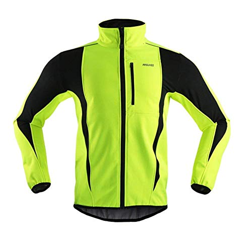 d.Stil Herren Fahrradjacke Langarm Fleece Winddicht MTB Radjacke S - 2XL (Grün, L)