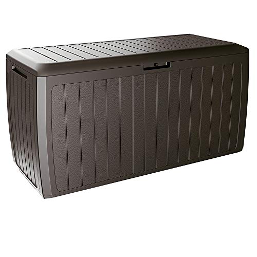 Deuba Auflagenbox Board Plus | Rollen Griffe | 100 kg belastbar Smart Click System Truhe Gartenbox Kissenbox Braun