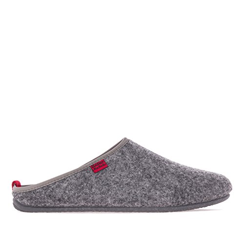 Andres Machado Dynamic - Unisex-Hausschuh Aus Grauem Feinfilz mit Anatomischer Sohle - Made in Spain .EU 42