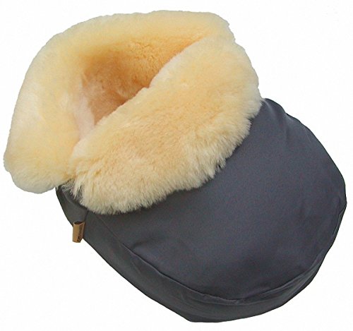 großer Lammfell Fußwärmer grau mit Stoff, medizinisch gegerbt, ca. 38 x 28 cm