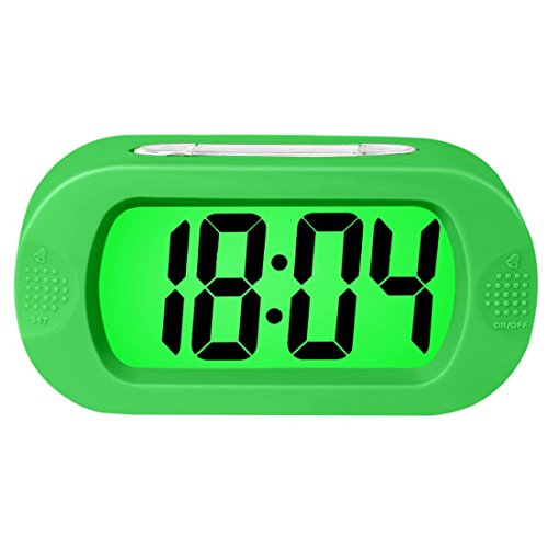 ZHPUAT Digital-Wecker Tischuhr mit Silikonhülle Snooze Bunten Licht Stoßfest ideales Geschenk Für Kinder(Grün)
