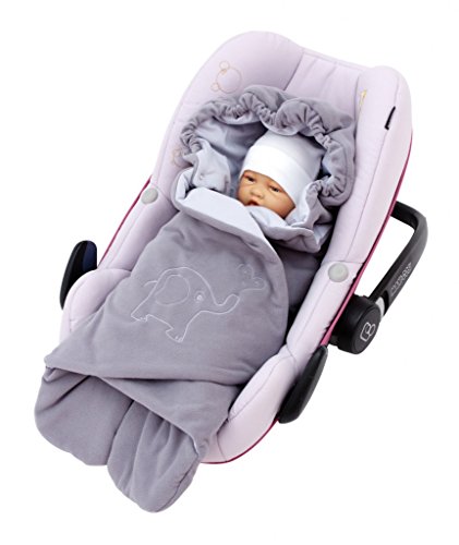 ByBoom - Einschlagdecke für die Übergangszeit und Sommer für Babyschale, Autokindersitz, z.B. Maxi-Cosi, Römer, für Kinderwagen, Buggy, Babytrage, z.B. Manduca, Babybett, Farbe:Dunkelgrau/Grau