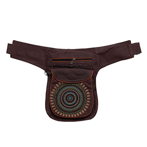 Kunst und Magie Bauchtasche Mandala-Print Gürteltasche Festivaltasche, Farbe:Braun