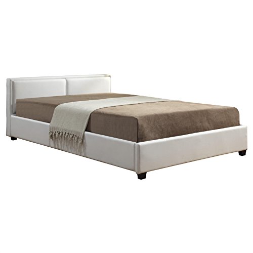 CARO-Möbel Polsterbett Doppelbett Celine weiß, 140 x 200 cm, Kunstlederbezug inklusive Lattenrahmen