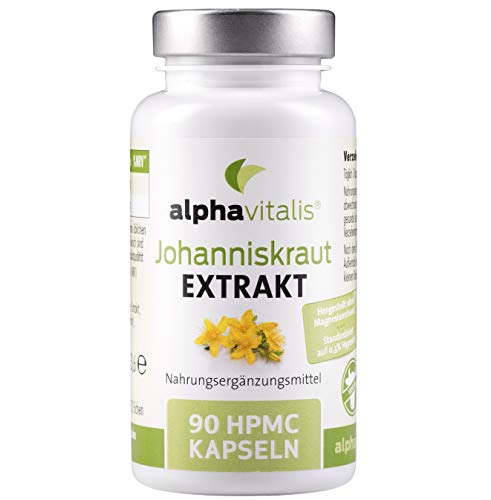 Johanniskraut Extrakt 2000 mit Hypericin - Ohne Magnesiumstearat - 90 Kapseln zu 500 mg Extrakt - St. John’s Wort Extract aus Hypericum perforatum L. EINWEG