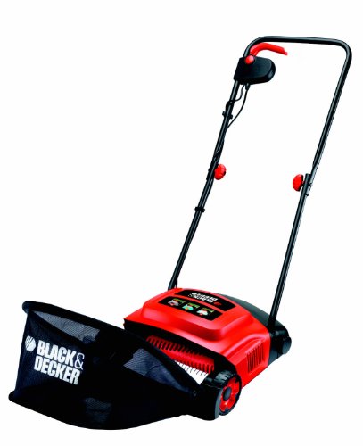 Black+Decker Elektro-Rasenlüfter (600W, zur ganzjährigen Rasenpflege, 30 cm Arbeitsbreite, 3 Arbeitshöhen) GD300, schwarz orange