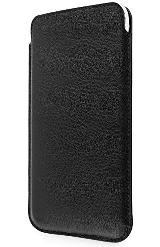 WIIUKA Echt Ledertasche - Pure - für Apple iPhone 11 Pro und iPhone X/XS Hülle extra Dünn, kabellos Laden Qi, im Slim Fit Design, Schwarz, Premium Leder Tasche Case